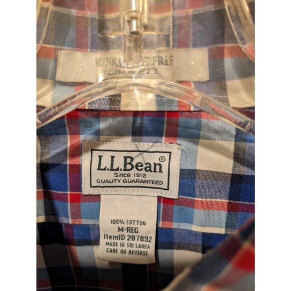 LL Bean Men's Medium SLIM‎ FIT Button Down Long Sleeve Shirt Plaid 100% Cotton - Picture 4 of 4